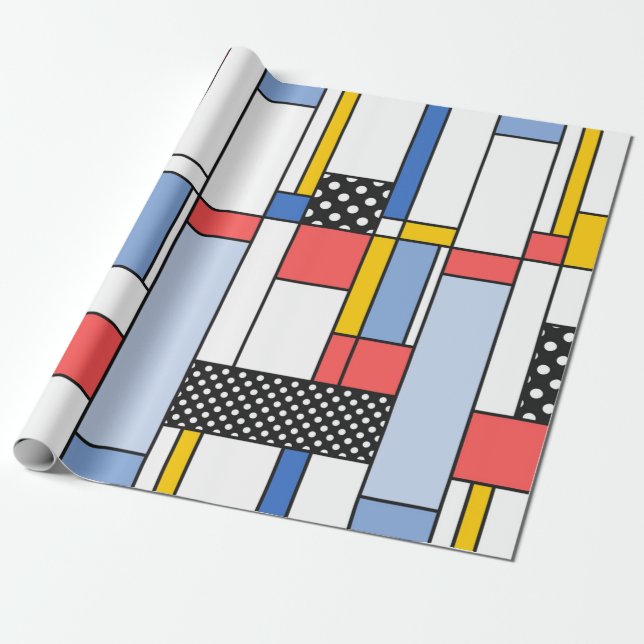 Modern Mondrian art style wrapping paper (Unrolled)
