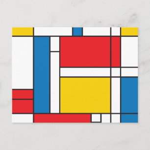 Modern Mondrian Inspired Graphic Pattern Postcard