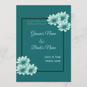 Modern Monochromatic Floral Wedding Magnet Invite