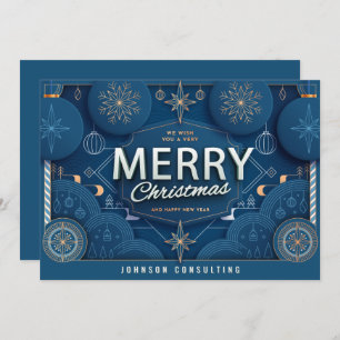 Modern Monochromatic Snow Flakes Christmas Holiday Card