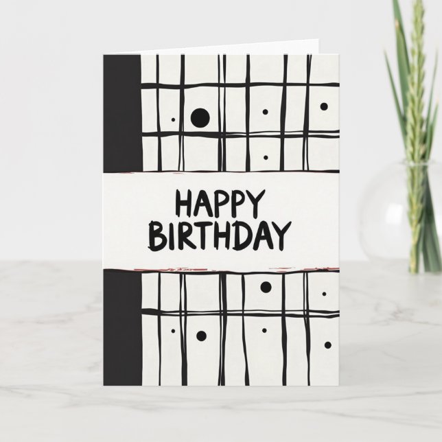 Modern Monochrome Birthday Card (Front)