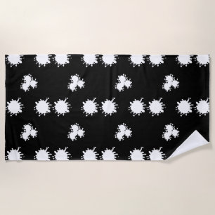 Modern Monochrome Black And White Paint Splash Beach Towel