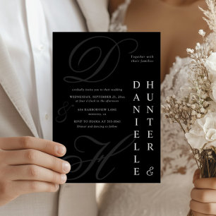 Modern Monochrome Black and White Wedding Invitation