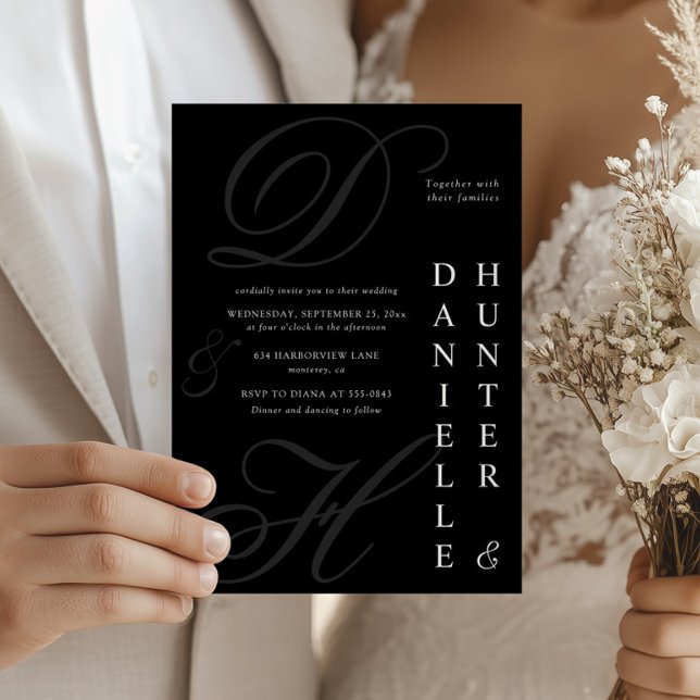 Modern Monochrome Black and White Wedding Invitation (Creator Uploaded)