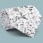 Modern Monochrome Black and White Wild Flower Tie<br><div class="desc">Modern inky drawings of wild flowers.</div>