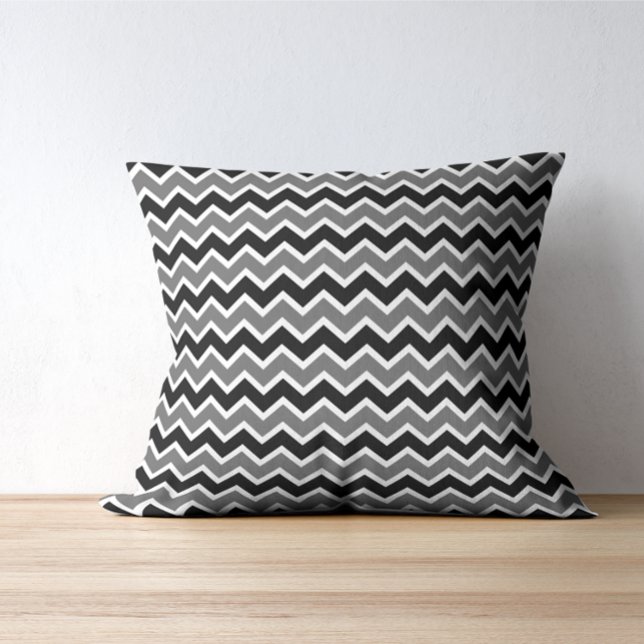 Modern Monochrome Black Gray Chevron Pattern Cushion (Creator Uploaded)
