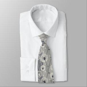 Modern Monochrome Dandelion Tie