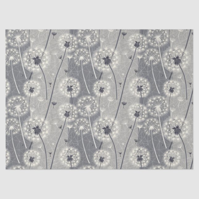 Modern Monochrome Dandelion Tissue Paper (Front)
