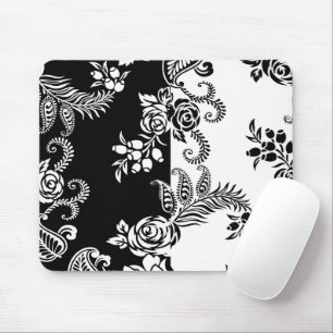 Modern Monochrome Floral Ergonomic Gel Mouse Pad