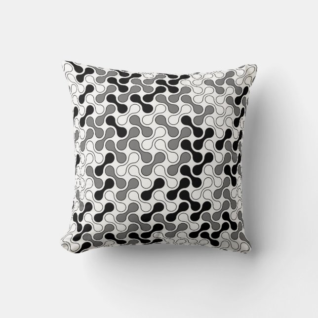Modern Monochrome Geometric Metaball Pattern Cushion (Front)