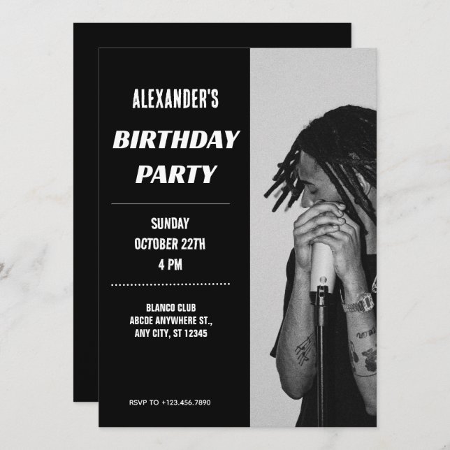 Modern monochrome photo invitation (Front/Back)