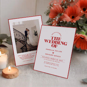 Modern Monochrome Photo with QR Code Wedding Invitation