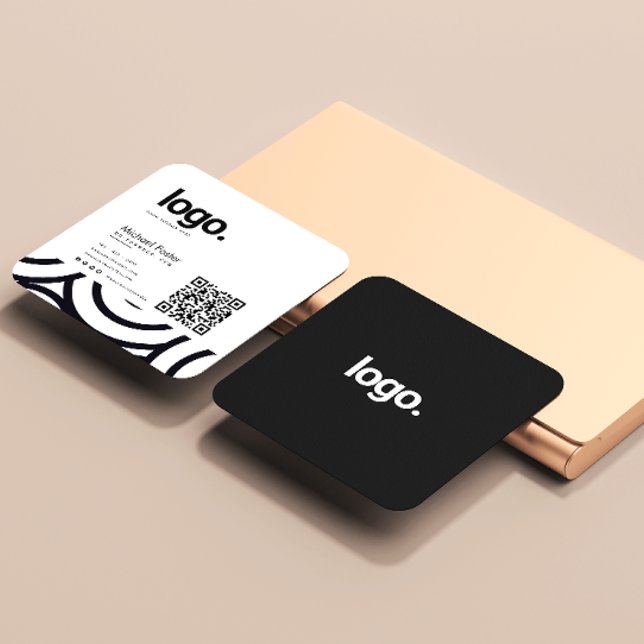 Modern Monochrome Professional QR Code Square Business Card (Creator Uploaded)