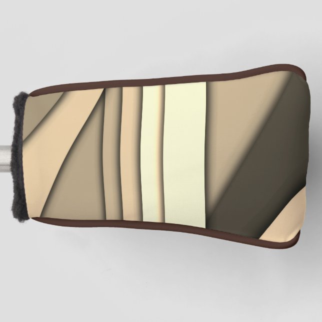 Modern Monochrome Tan Golf Head Cover (Front)