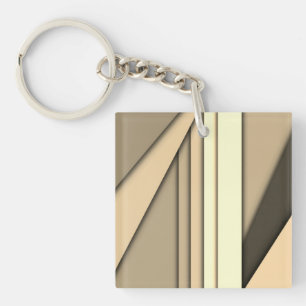 Modern Monochrome Tan Key Ring