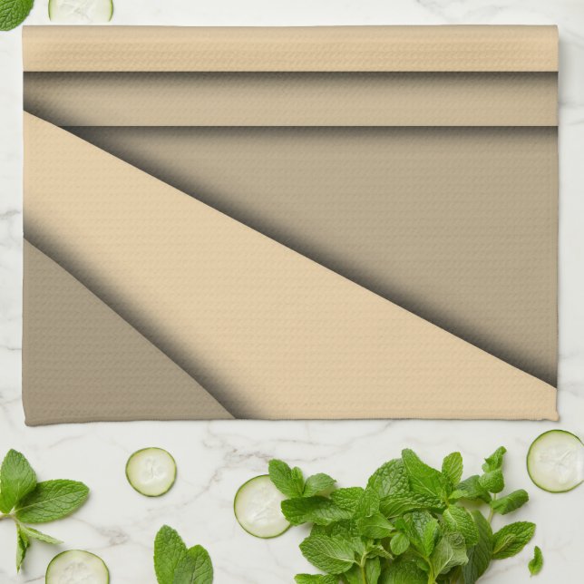 Modern Monochrome Tan Tea Towel (Folded)