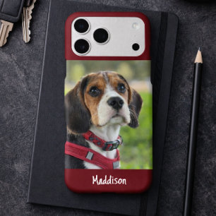 Modern Monogram 1 Photo Burgundy Red