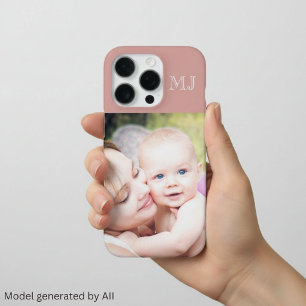 Modern Monogram 1 Photo Dusty Rose iPhone 16 Pro Case