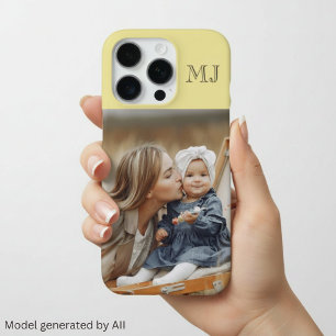 Modern Monogram 1 Photo Soft Yellow iPhone 16 Pro Case