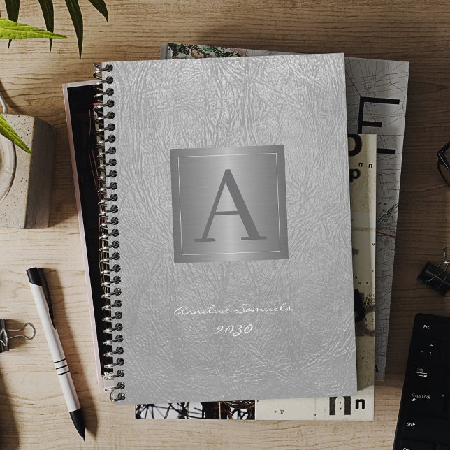 Modern monogram 2026 professional silver elegant planner (Creator Uploaded)