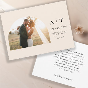 Modern Monogram 3 Photo Thank You Card