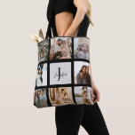 Modern Monogram 8 Photo Collage Custom Name Tote Bag<br><div class="desc">Modern Monogram 8 Photo Collage Custom Name Tote Bag. Add 8 photos and edit monogram and name to own it</div>