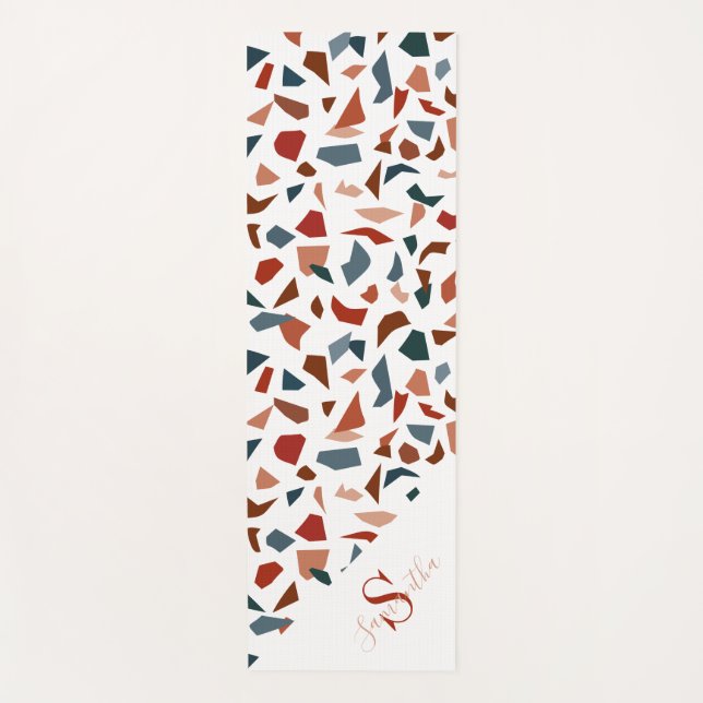Modern Monogram Abstract Geometric Pattern Yoga Mat (Front)
