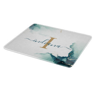 Modern Monogram Agate Script Keepsake Cutting Board