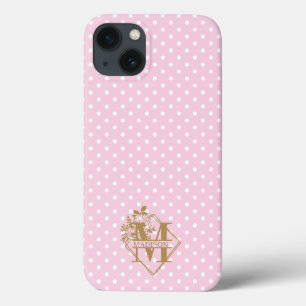 Modern Monogram Alphabet Letter M Polka Dots   iPhone 13 Case