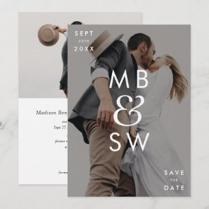 Modern Monogram Ampersand Wedding Two Sided  Save The Date