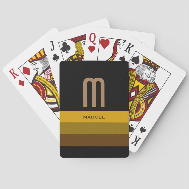 Modern Monogram and Stripes Playing Cards (Back)