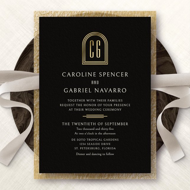 Modern Monogram Arch Wedding Foil Invitation (Creator Uploaded)