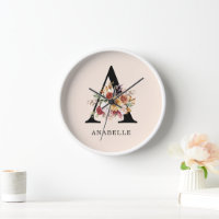 Modern Monogram Autumn  Fall Watercolor Florals 