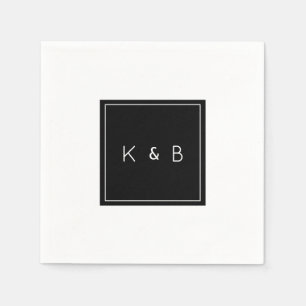 Modern Monogram B/W Cocktail Napkin