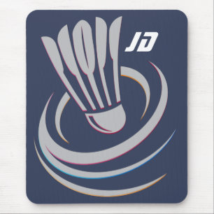 Modern Monogram Badminton Shuttlecock Mouse Pad
