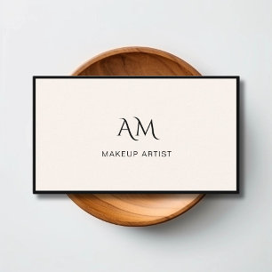 Modern, Monogram, Beige Business Card