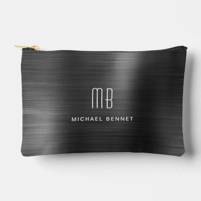 Modern Monogram Black Accessory Pouch (Front)