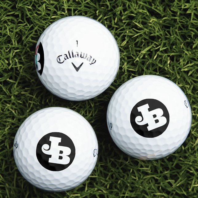 Modern Monogram Black and White Bold Initials  Golf Balls (Golf Balls with Interlocked Logo Initials)