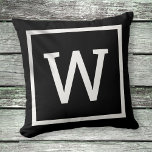 Modern Monogram Black and White Cushion<br><div class="desc">A chic stylish modern graphic border design to complete the decor of any room in your home. Personalise with your monogram initial. Customise the colour to match your decor. Designed by Thisisnotme©</div>