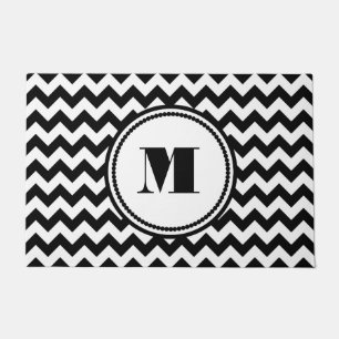Modern Monogram Black And White Doormat