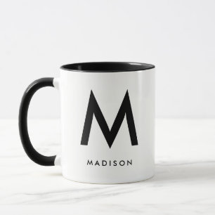 Modern Monogram   Black and White Mug