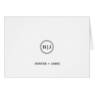 Modern Monogram Black and White Note Card