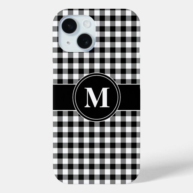 Modern Monogram Black And White Pattern Case-Mate iPhone Case (Back)