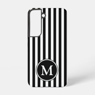 Modern Monogram Black And White Stripes Samsung Galaxy Case