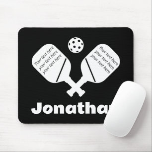 Modern monogram black and white trendy Pickleball Mouse Pad
