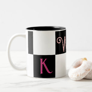 Modern Monogram Black and White Two-Tone Coffee Mug