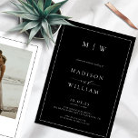 Modern Monogram Black and White Wedding Invitation<br><div class="desc">Modern Monogram Black and White Wedding Invitation</div>