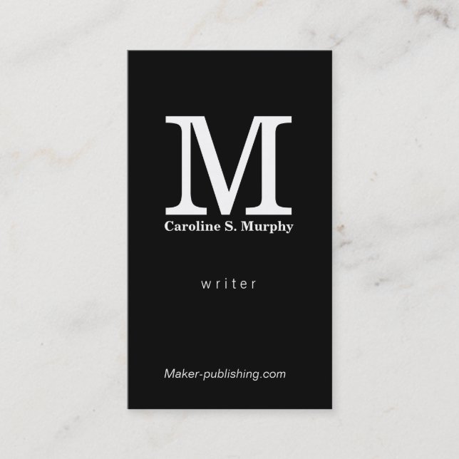 Modern Monogram black background Business Card (Front)