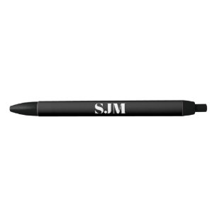 Modern monogram black custom initials name ink pen