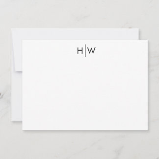 Modern Monogram Black Flat Note Card